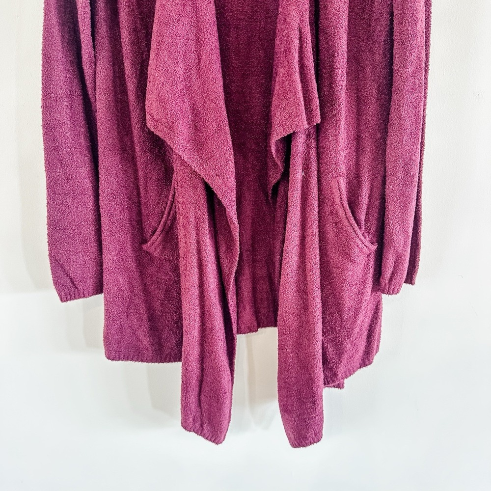Women's Barefoot Dreams Cozy Chic Lite S/M Cardigan Burgundy Pockets Relax‎ NWOT - Picture 8 of 13